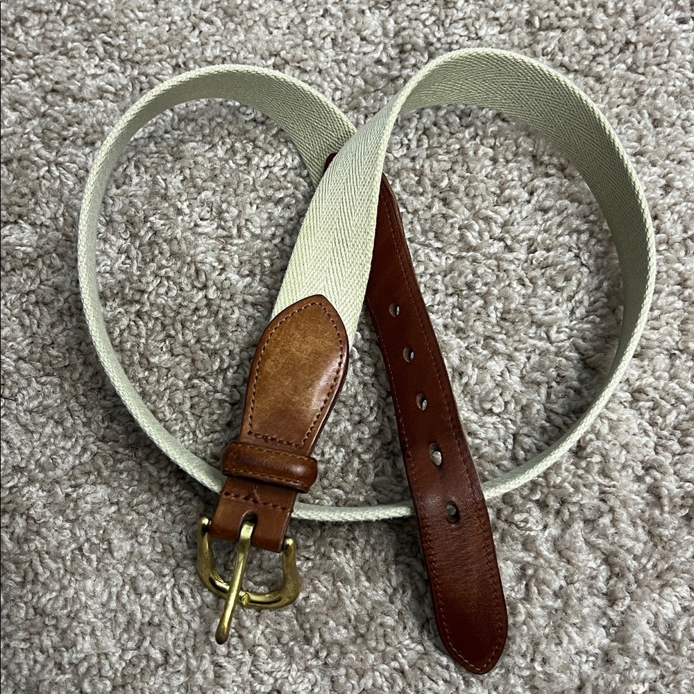 Coach Brown and Cream Leather Belt with Brass Buckle sz 36”